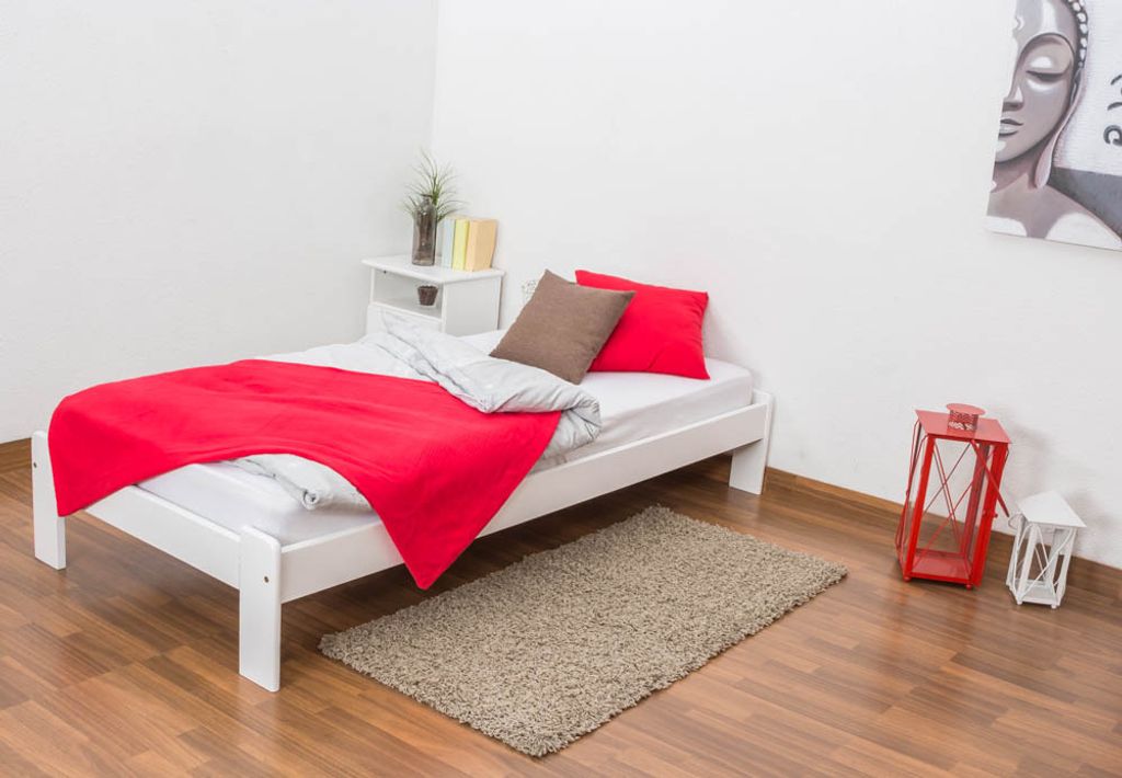 Kiefer Holzbett Bettgestell 90 x 200 cm Weiß