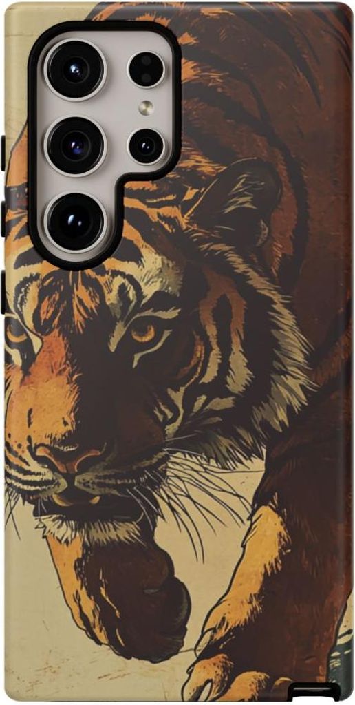 Vintage-Tiger-Illustration – Hülle Kompatibel mit Samsung Galaxy S24 Ultra