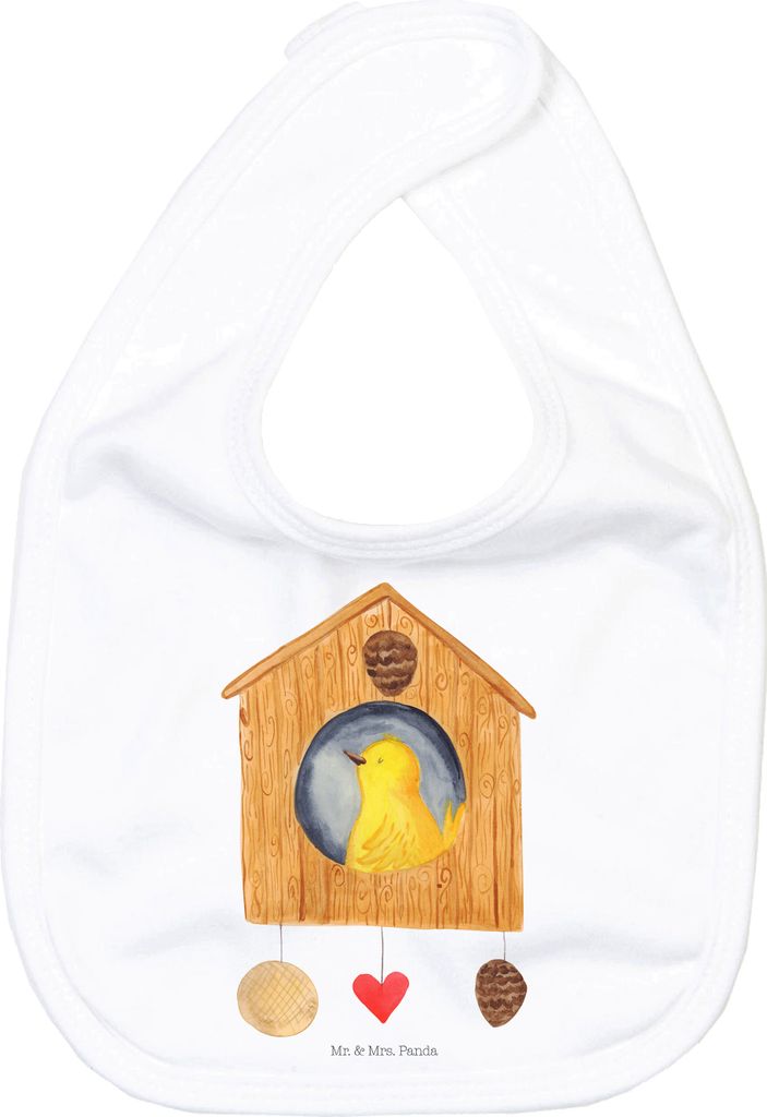 Mr. & Mrs. Panda Lätzchen Vogelhaus Home - Weiß - Geschenk, Sweet, Lustige Sprüche, Schlabberlatz, Für Babys, Sabberlätzchen, Haus, Vogel, Umz...