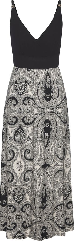 LASCANA Maxikleid schwarz-creme bedruckt Größe 38