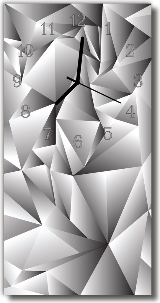 Tulup Glasuhr Wanduhr Küchenuhr Echt-Glas 30x60 Muster Grau