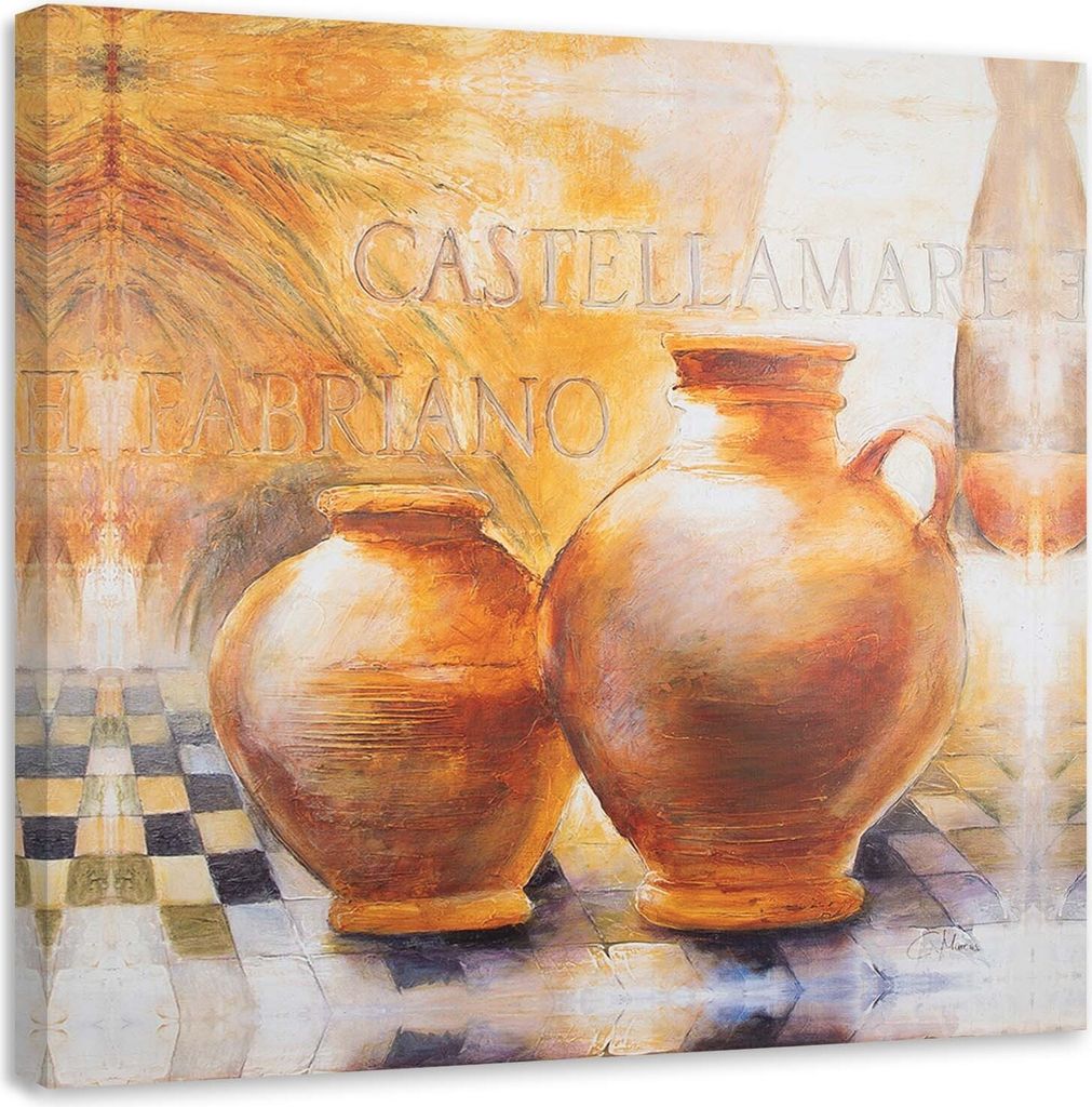 Leinwandbild zwei orangefarbene krüge 40x40 cm Feeby orange wandbild bereit zum aufhängen