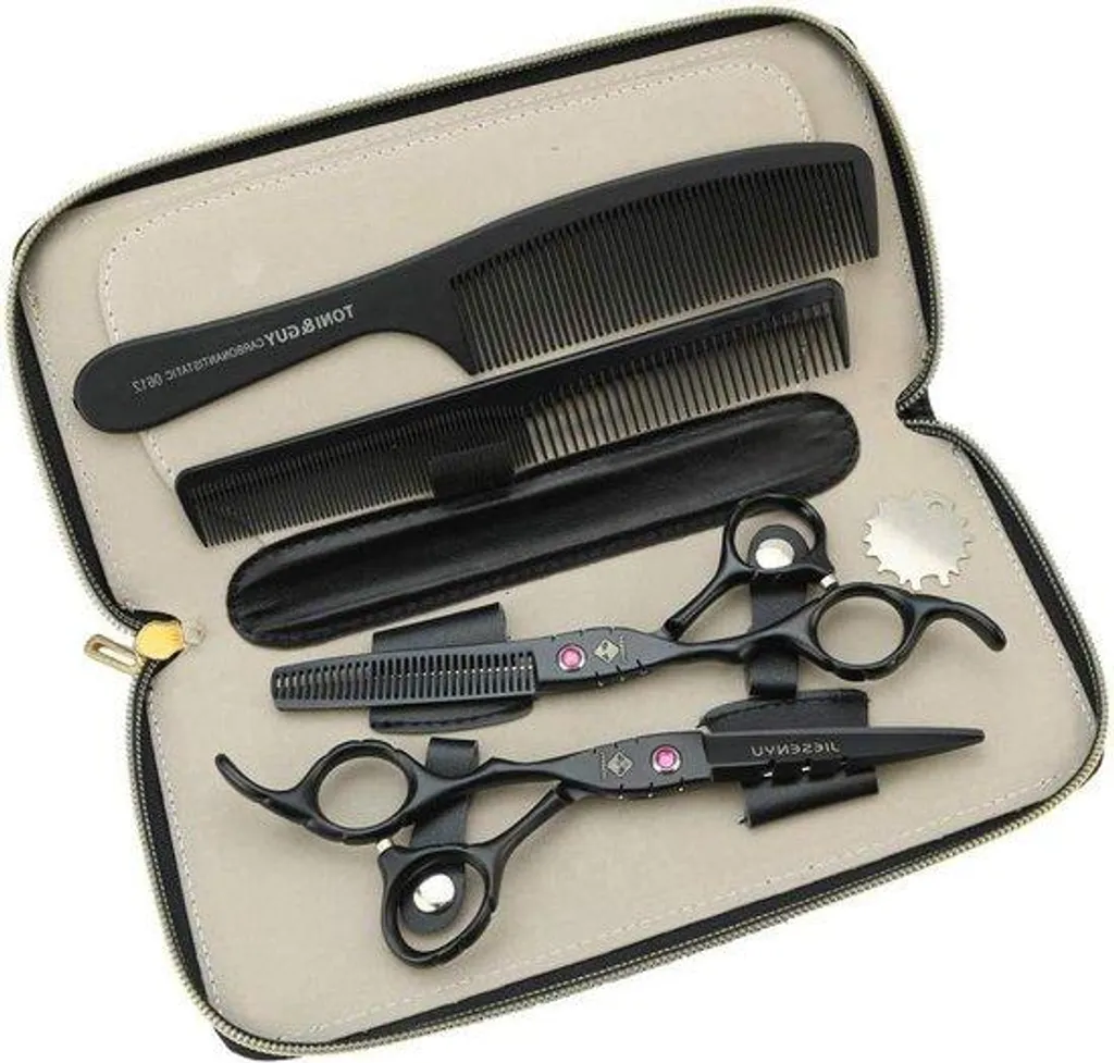 Ciseaux de coupe de cheveux en acier 440C noir pour salon de coiffure