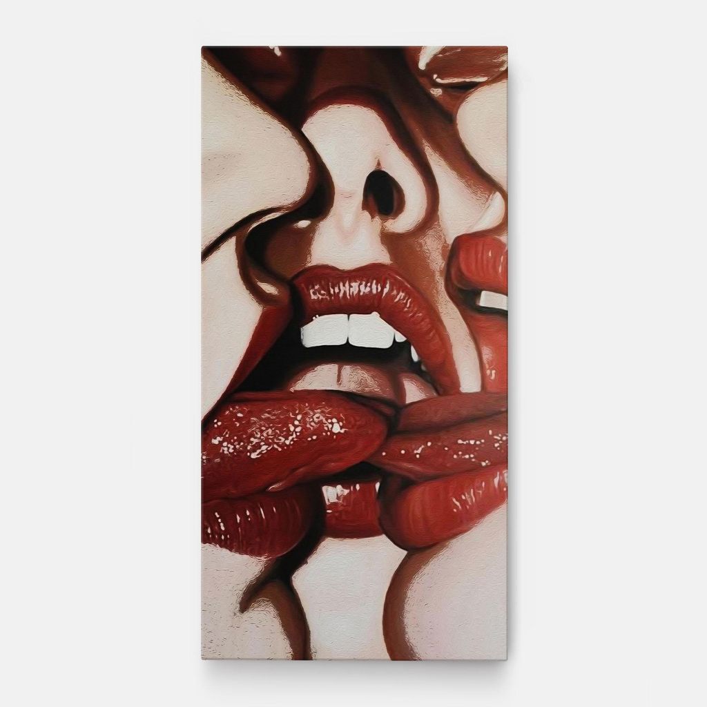 ARTHUB Leinwandbild 60x120 cm, Tree Red Lips | Wohnzimmerdekoration, Hängende Bilder, Wanddekoration, Heimdekoration, Frauen, Lippen