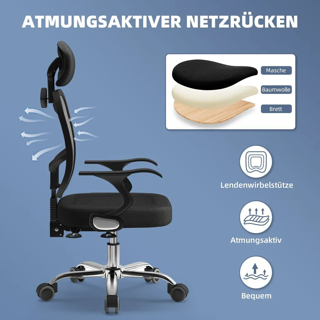 Fauteuil de Bureau Ergonomique Réglable et Pivotant pour Ordinateur - 4