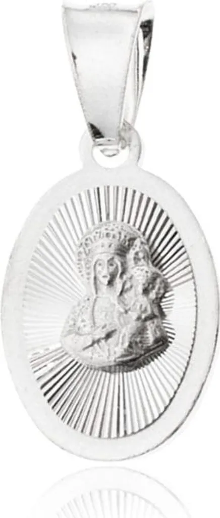 Regalo Battesimo Medaglia Madonna Czestochowa Argento 925