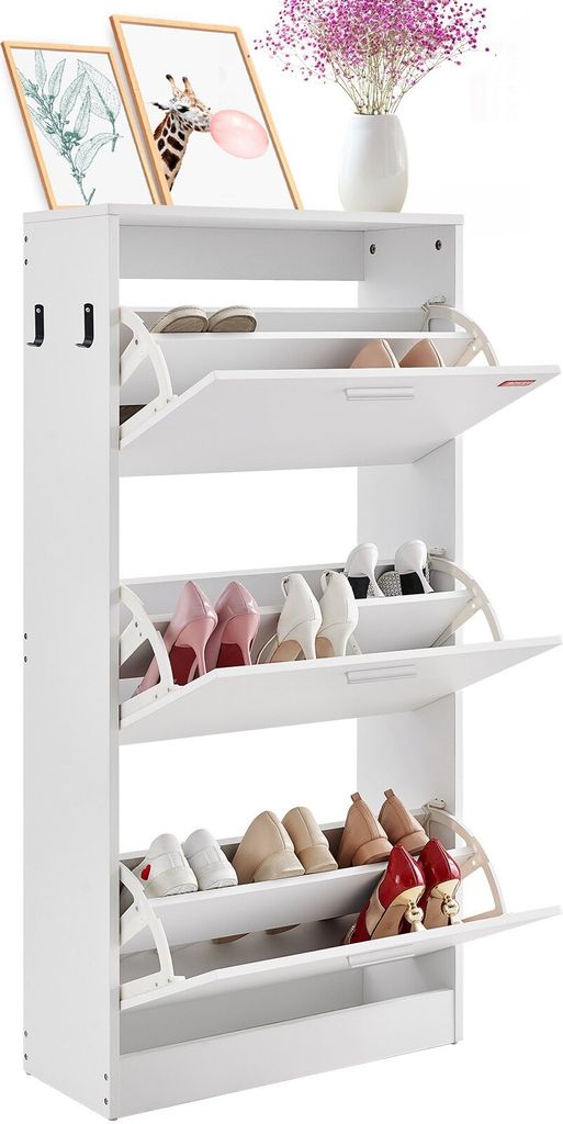 Schuhschrank mit 3 ausklappbaren Schubladen, Schuhaufbewahrungsschrank für den Eingangsbereich