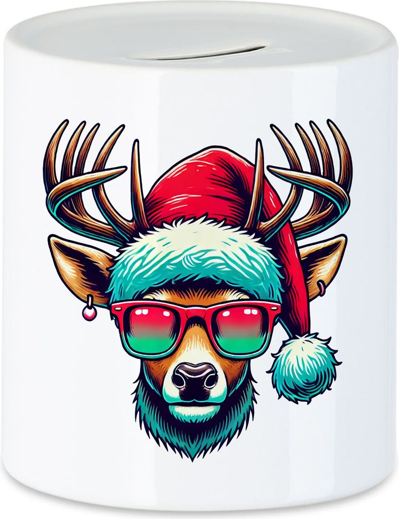 Rentier Weihnachten Spardose Brille Lustig Christmas Xmas