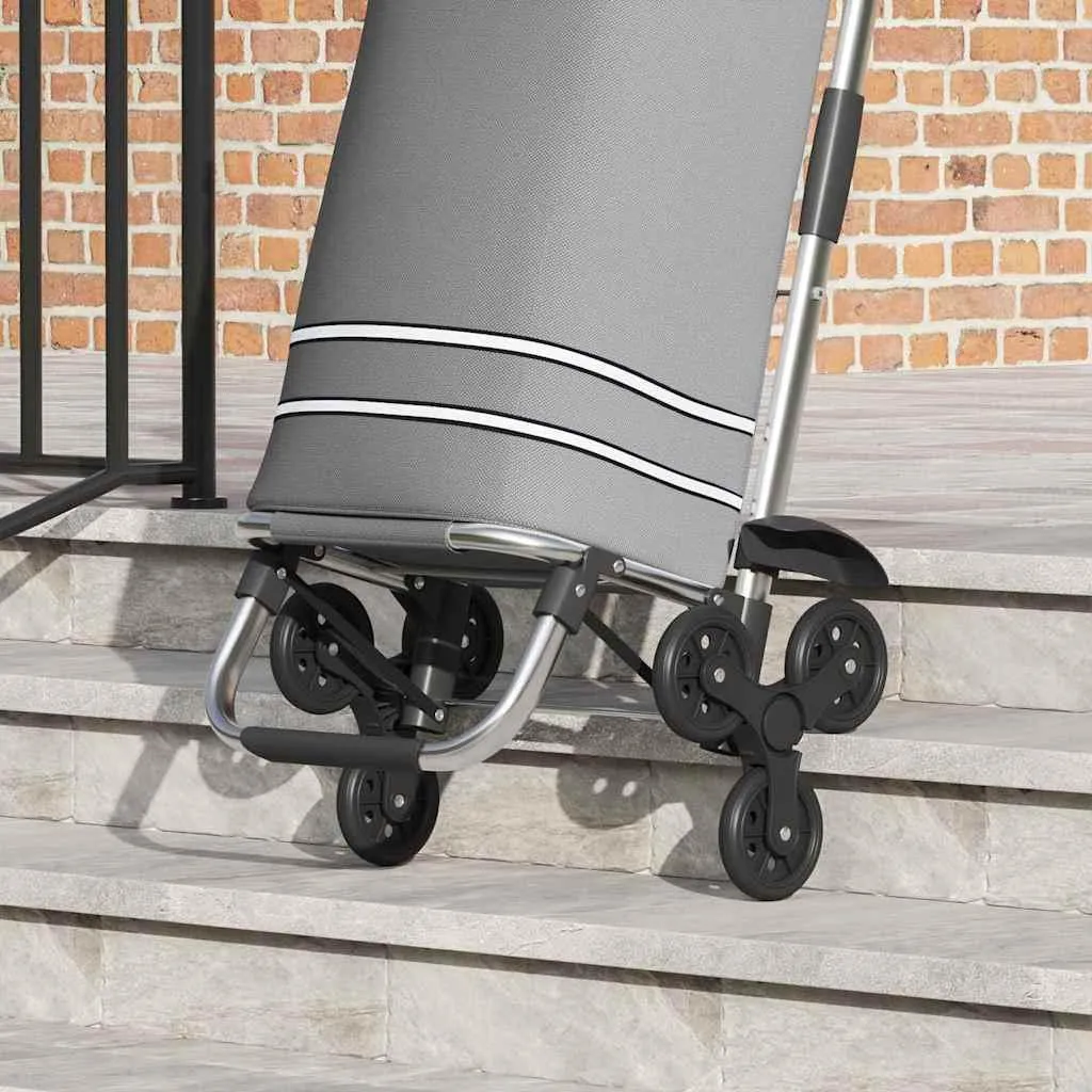Poussette de marché grise vidaXL 47x39 cm transport de courses sécurisé