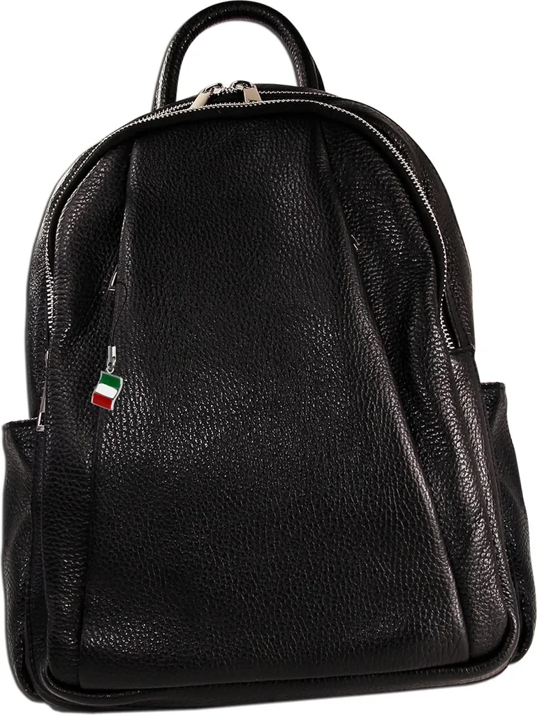 Florence Sac à dos de ville zippé noir cuir ORM101S - Style Citadin Chic