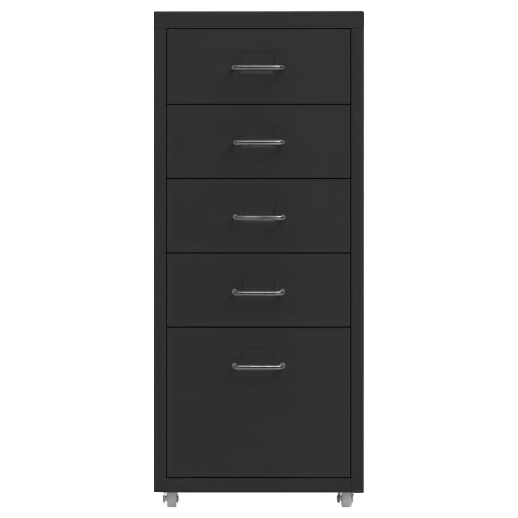 vidaXL Armadio per archiviazione con rotelle nero 28x41x69 Immagine del prodotto 