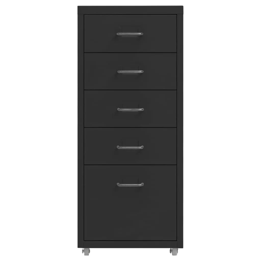 vidaXL Armadio per archiviazione con rotelle nero 28x41x69 cm metallo