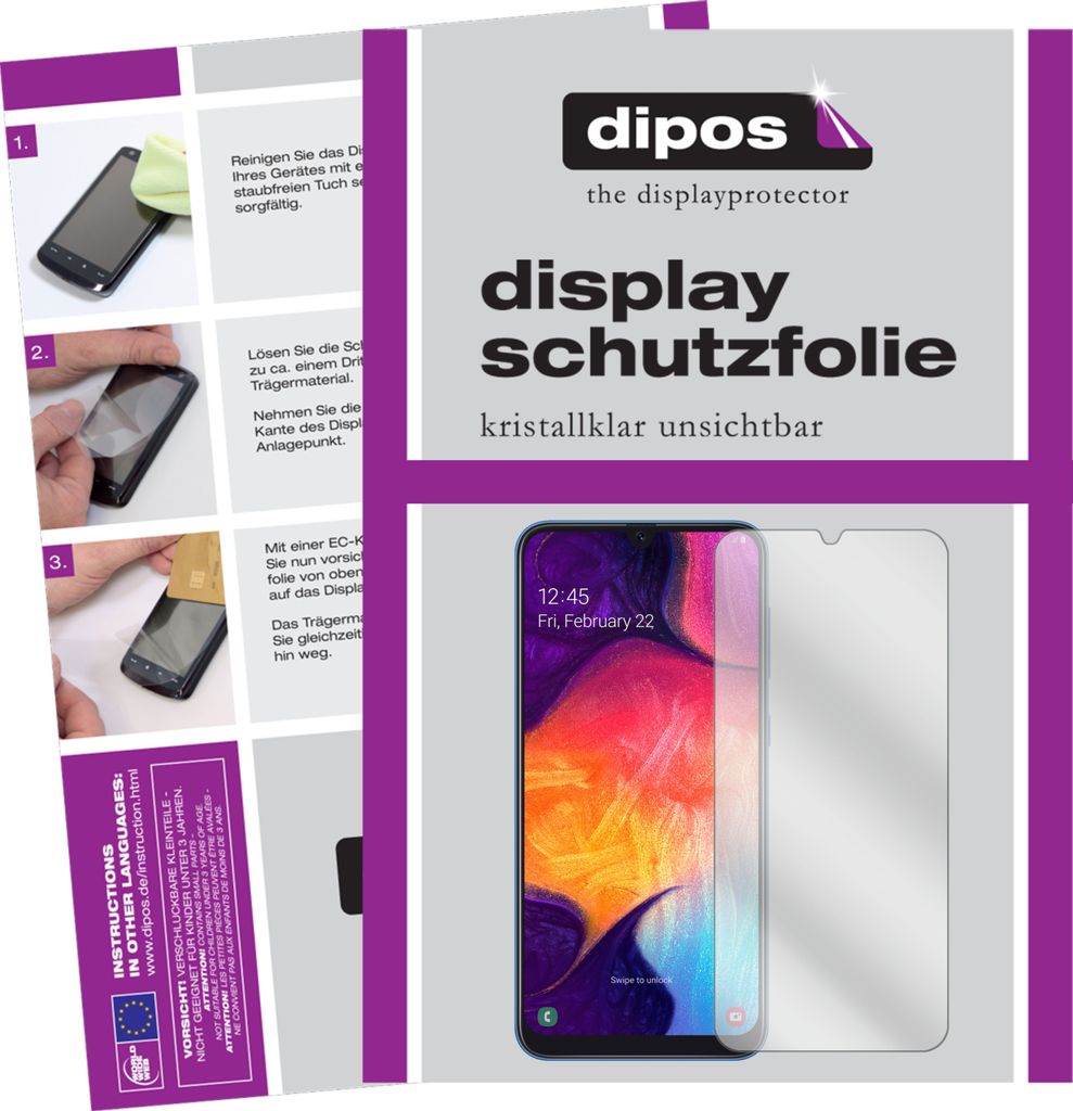 1x Schutzfolie für Samsung Galaxy A50s klar Displayschutzfolie Folie Display Schutz dipos