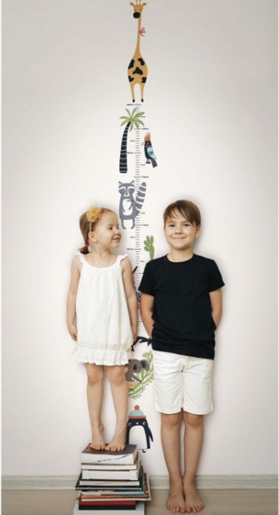 Kinder-Wandmaßstab WELT DER TIERE aus Vinyl 53 cm x 270 cm