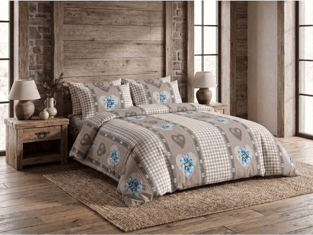 Bettwäsche aus Baumwollmischgewebe HEART RETRO POLY braun Produktbild 