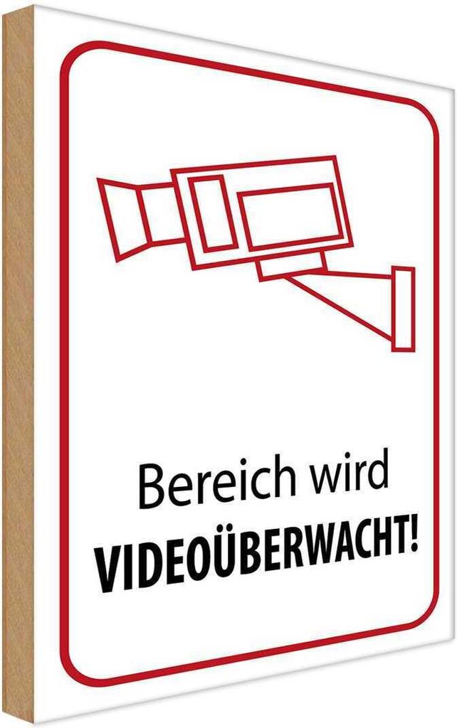 vianmo Holzschild 30x20 cm Bereich wird videoüberwacht Dekoration