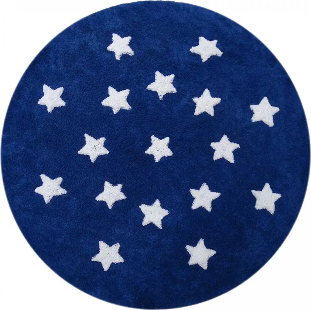 Tapis enfant en coton fait main blanc et gris motif étoile ETOILE R