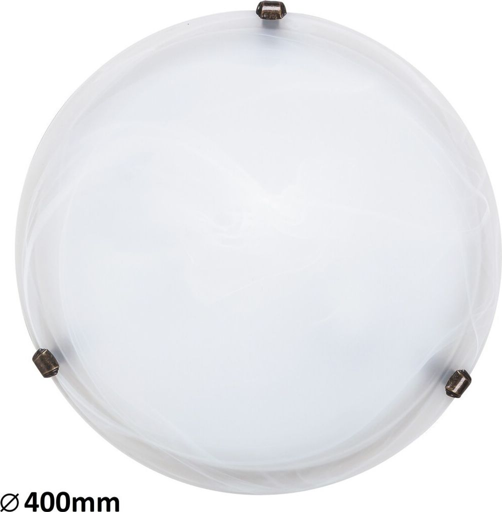 Plafond verre 40 cm E27 2x60W verre blanc albâtre rond Image du produit 