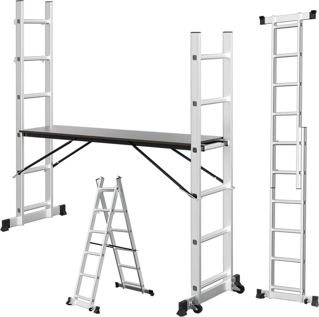 Jayseuw Échafaudage de Chantier Argent en Aluminium avec Plateforme