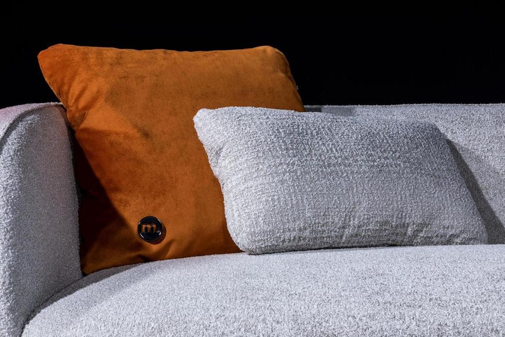 Graue Sofagarnitur Dreisitzer Sessel Garnitur Polstermöbel Luxus Design