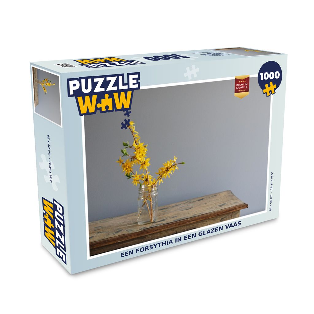 MuchoWow Puzzle 1000 Teile Eine Forsythie in einer Glasvase - Erwachsene - Rätsel