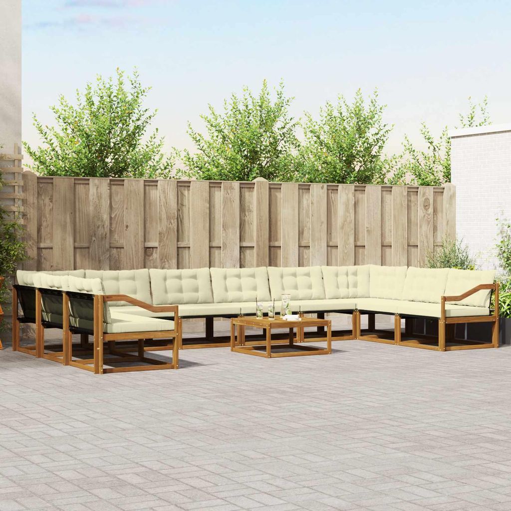 "Neues Produkt" Outdoor-Sofagarnitur ANTI-UV - CLORIS - mit Kissen - 11 pcs - Natur und Creme - Modern Gartensofas V1002