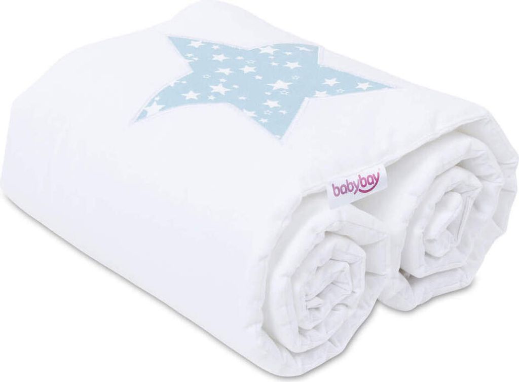 babybay Nestchen Piqué für Maxi und Boxspring, weiß Applikation Stern azurblau/weiß