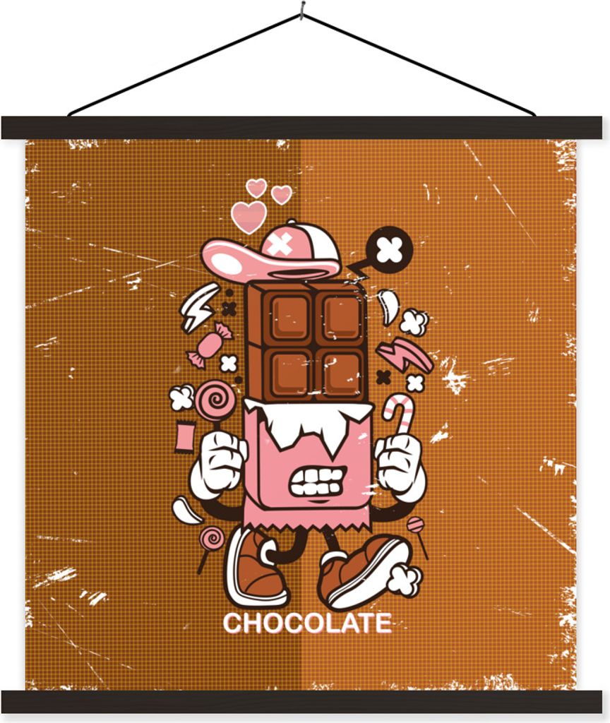 MuchoWow Textilposter Vintage - Schokolade - Bonbons 60x60 cm mit schwarzem Rahmen - Posteraufhänger