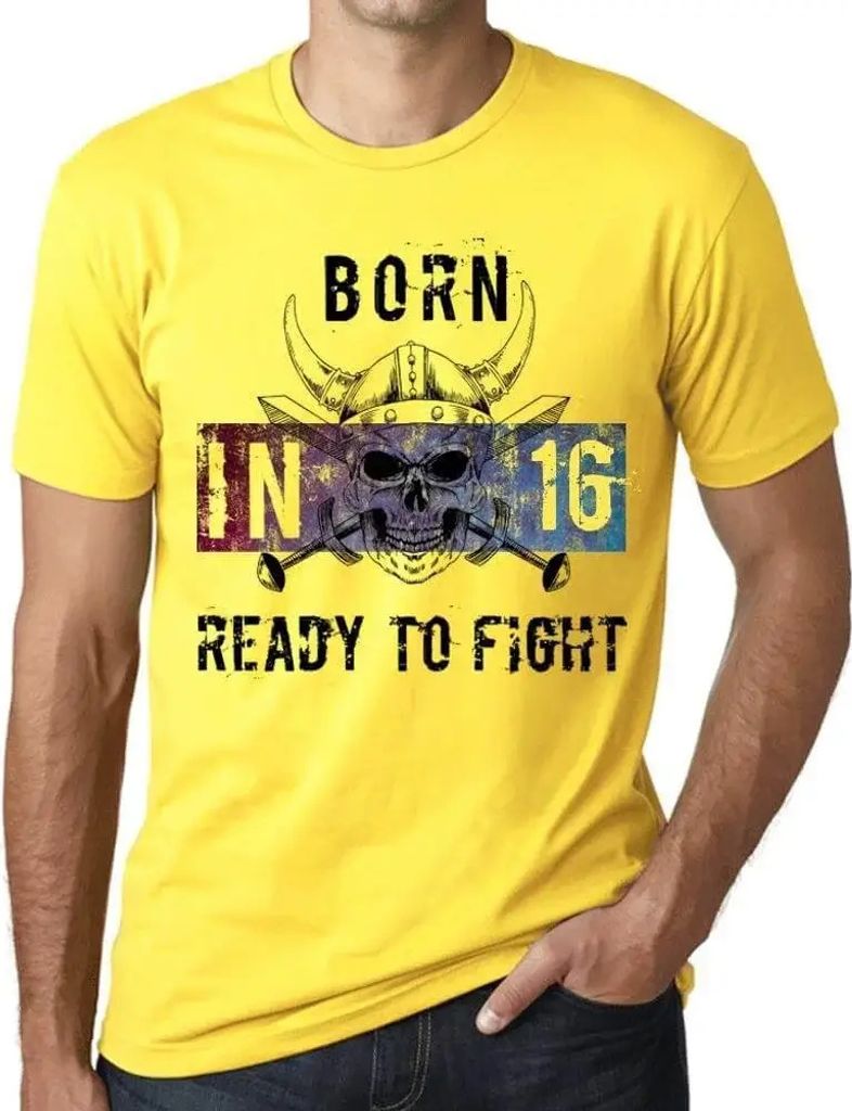 Herren Grafik T-Shirt Geboren mit 16 bereit zu kämpfen – Born In 16 Ready To Fight – Geschenk 16. Geburtstag Jahrestag 16 Jahre Jubiläum 16 J...