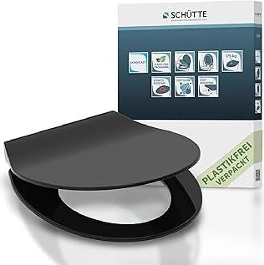 Copriwater Nero SCHÜTTE SLIM | Design Ultrasottile con Soft Close