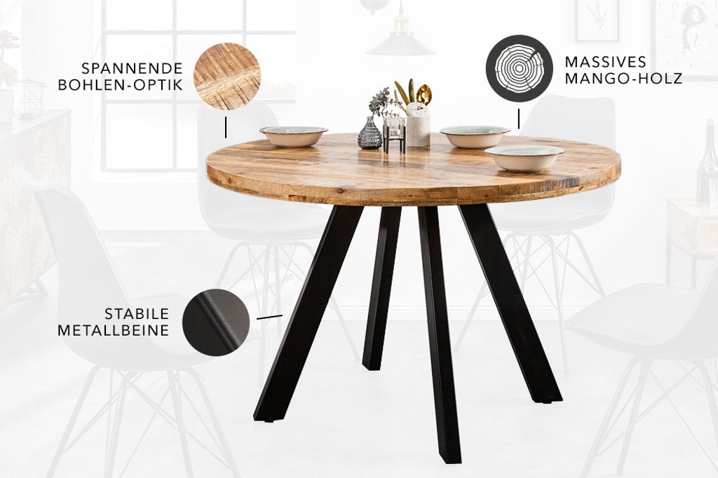 riess-ambiente Massiver Esstisch IRON CRAFT 120cm rund Produktbild 8