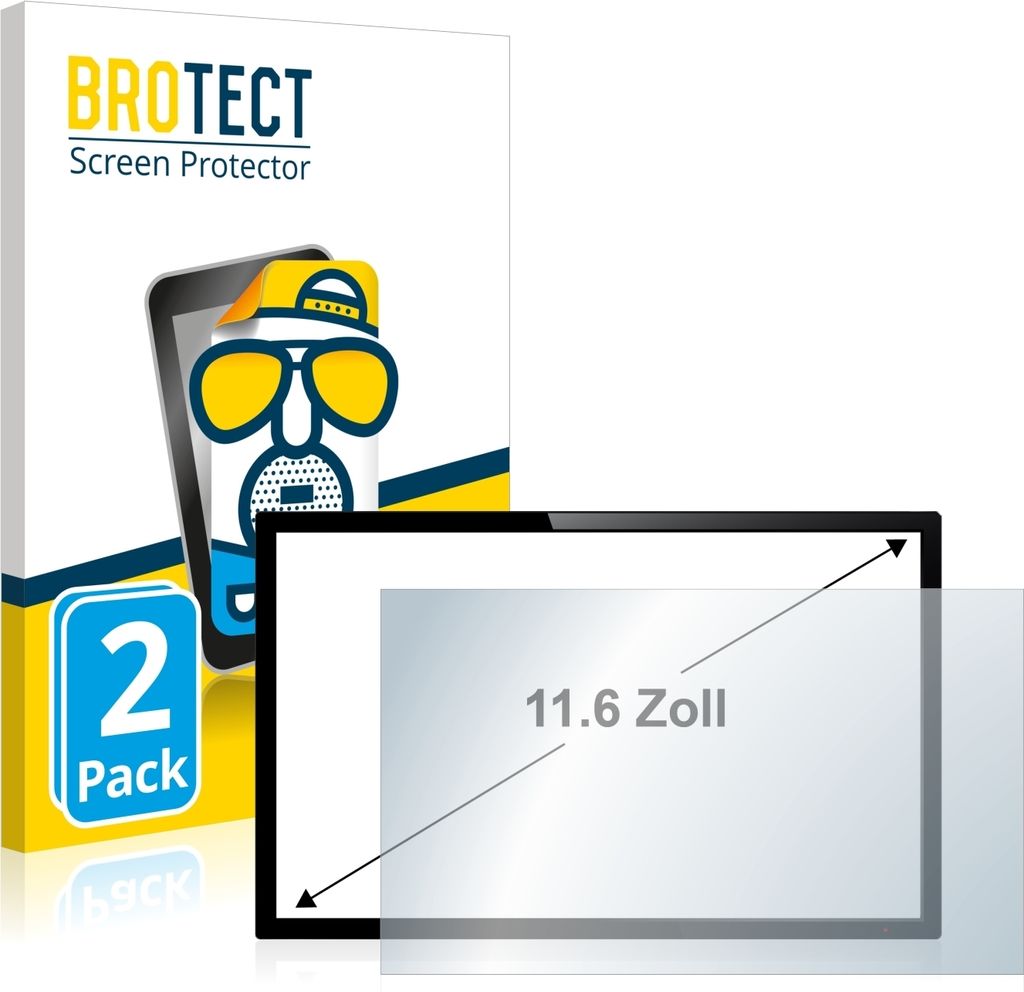 2x BROTECT Schutzfolie für Touch-Panel PCs mit 29.5 cm (11.6 Zoll) Displays 256 x 144 mm Displayschutz Displayschutzfolie Folie Matt Entspiegelung...