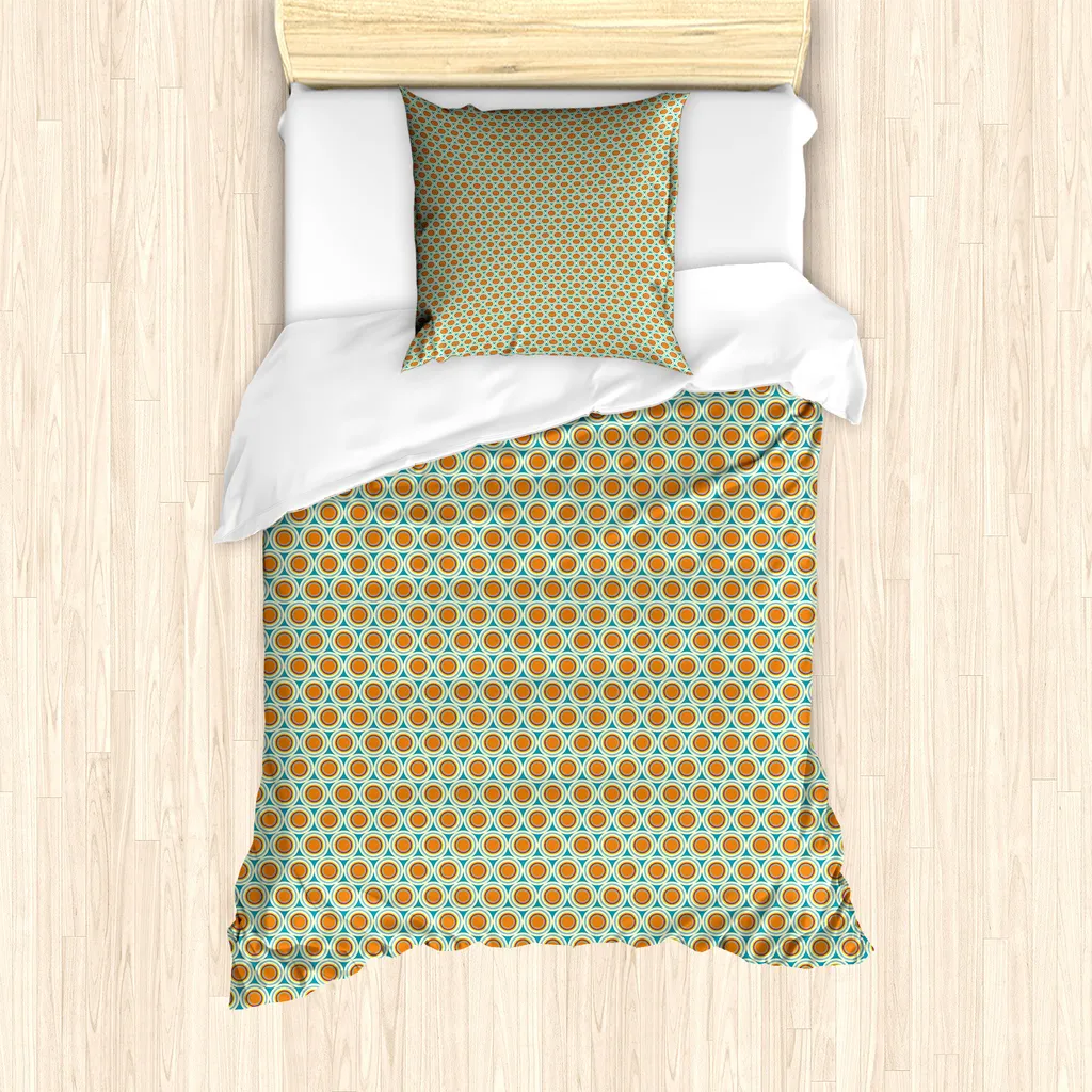 Biancheria Letto Vintage ABAKUHAUS 135x200 cm Geometrico Retrò Blu