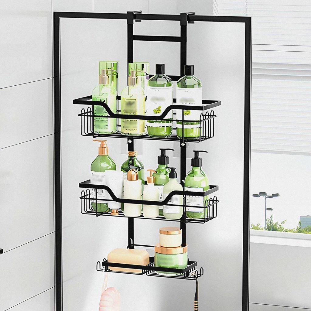 Duschablage zum Hängen mit 3 Duschkorb Edelstahl Dusche Halterung ohne Bohren Duschablage ohne Bohren Shampoo Halterung für Dusche Badezimmer Org...