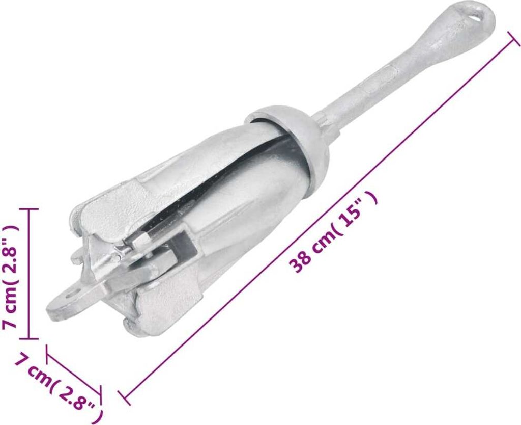vidaXL Skládací kotva Silver 2,5 kg z kujné litiny Obrázek produktu 2