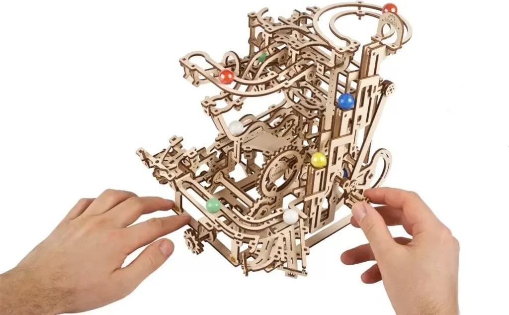 Puzzle 3D Bois Marble Run Horizontal Hoist - Circuit à Billes Mécanique - 9