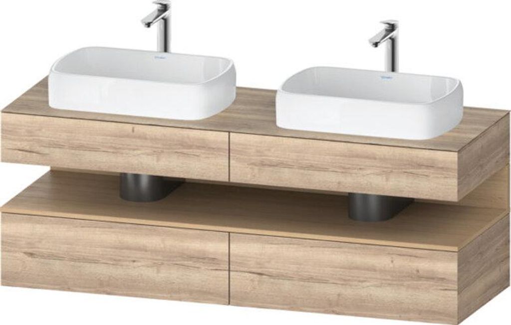 Duravit Qatego Konsolenwaschtischunterbau, 2 Auszüge, 2 Schubkästen, 2 Ausschnitte, 1600x550x600mm, Nische Eiche Natur, QA4779030550000