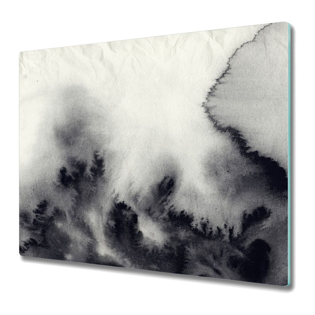 Küchenschneidebrett - Glasschneidebrett - Herdabdeckung - 60x52 - Dark Ink Art