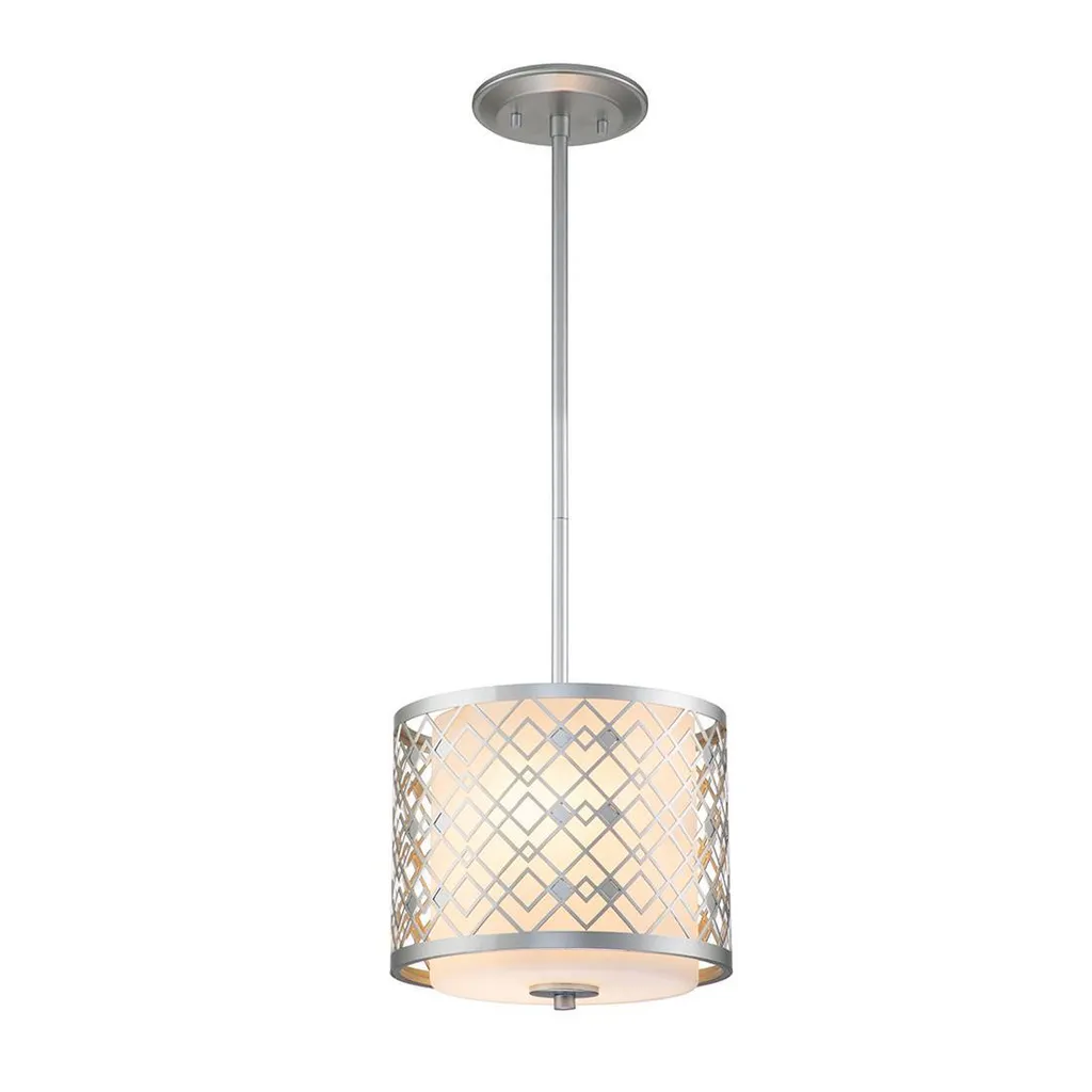Suspension design en métal argenté Ziggy 117 cm avec double douille