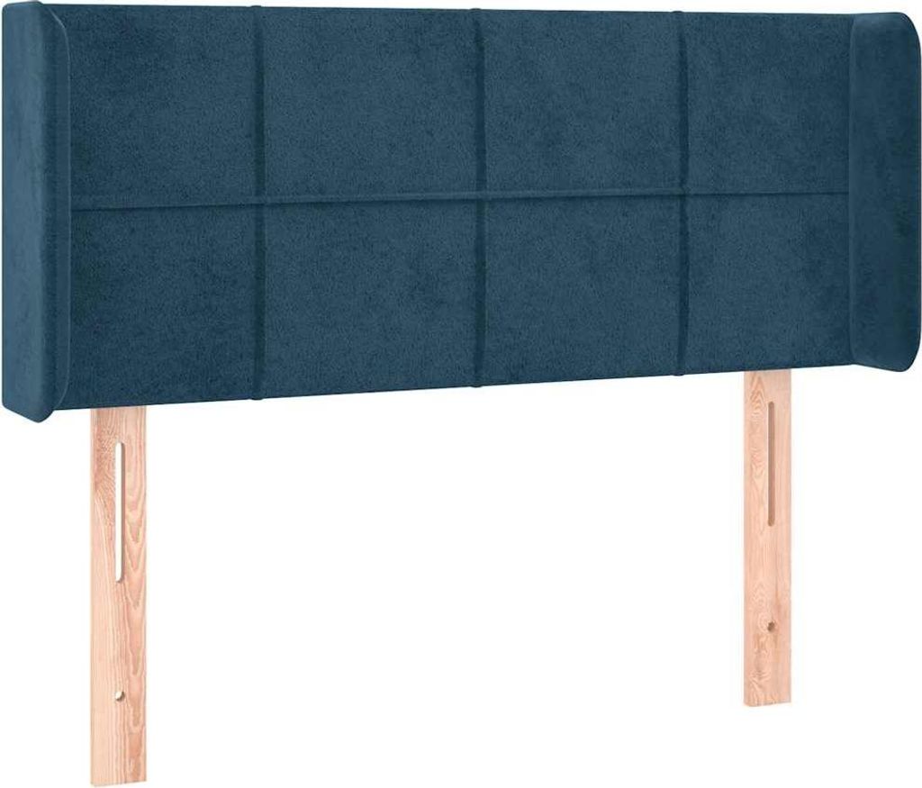vidaXL Kopfteil mit Ohren Dunkelblau 83x16x78/88 cm Samt
