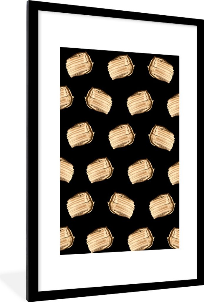 MuchoWow MuchoWow Gerahmtes Poster Farbe - Gold - Muster 60x90 cm - Poster mit zchwarzem Bilderrahmen - Dekoration - Wandposter Wohnzimmer - Ho...