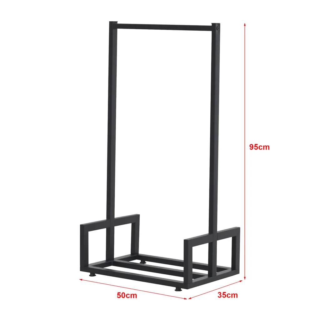 Étagère à bois design Thisted 95 cm - Structure métal noir autoportante