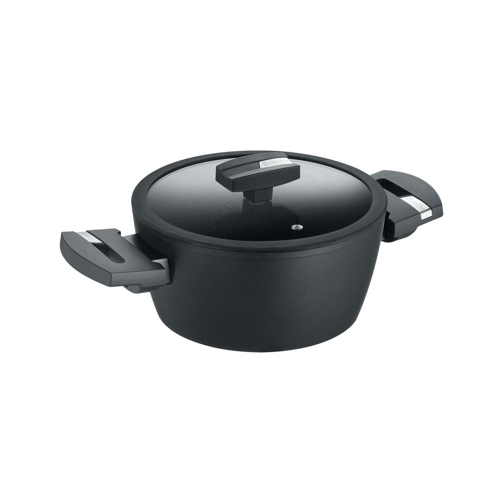 Kochtopf mit Glasdeckel 20 oder 24 cm, Aluminium, schwarz - Balance Induction Enduro