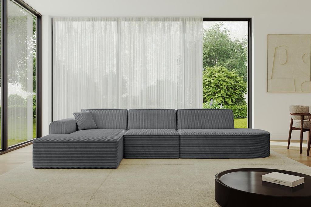 ALTDECOR Ecksofa in L-Form IREA-L2-v3 327x165x77 cm Dunkelgrau Corner Sofa Eckcouch Couch Wohnlandschaft Cauchsofa