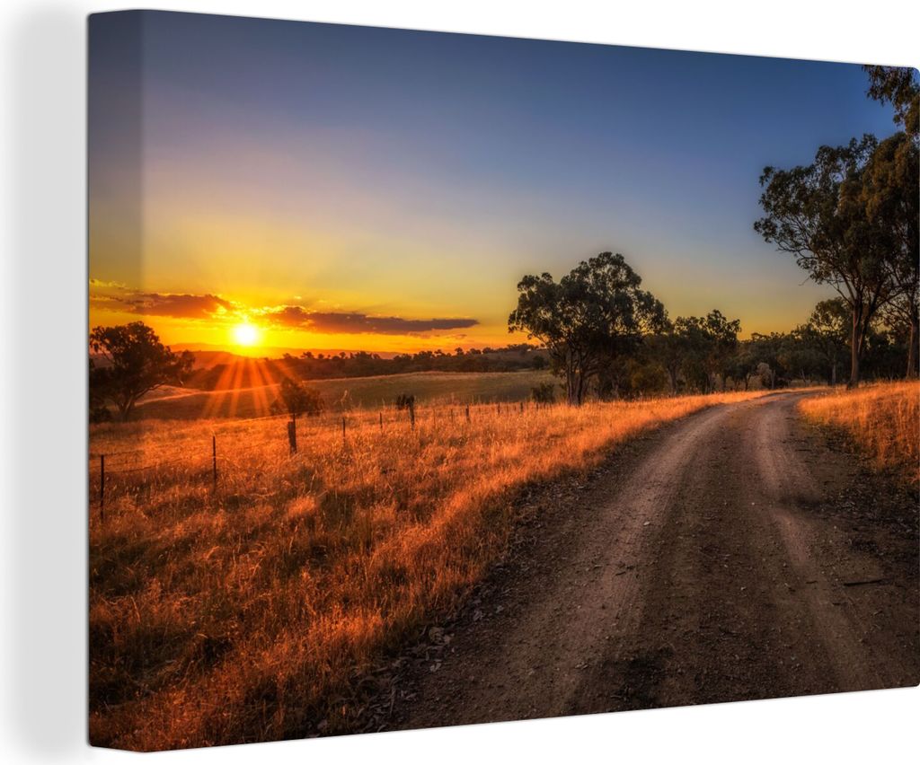 OneMillionCanvasses - Leinwandbilder - 140x90 cm, Sonne - Gras - Baum - Natur, Wandbilder Kunstdruck Wanddekoration - Foto auf Leinwand - Gemäld...