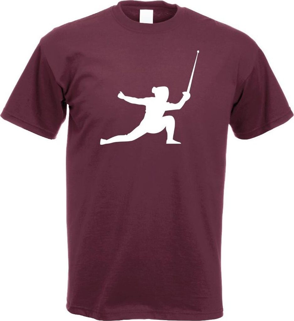 Kiwistar - T-Shirt - Burgund - Fechten Degen Fechter Motiv Bedruckt Funshirt Design Print - mit Motiv Bedruckt - Funshirt Design - Sport - Freizeit...