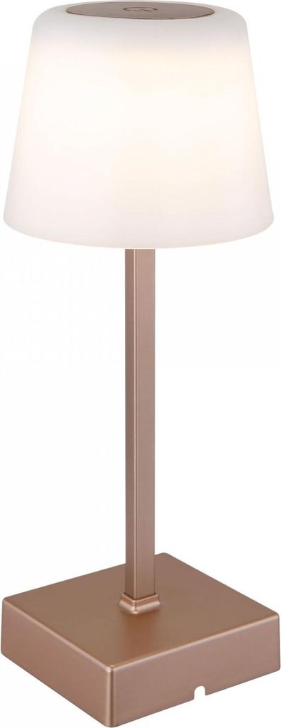 LED Tischleuchte, champagner, Touchdimmer, Akku, H 25,5 cm