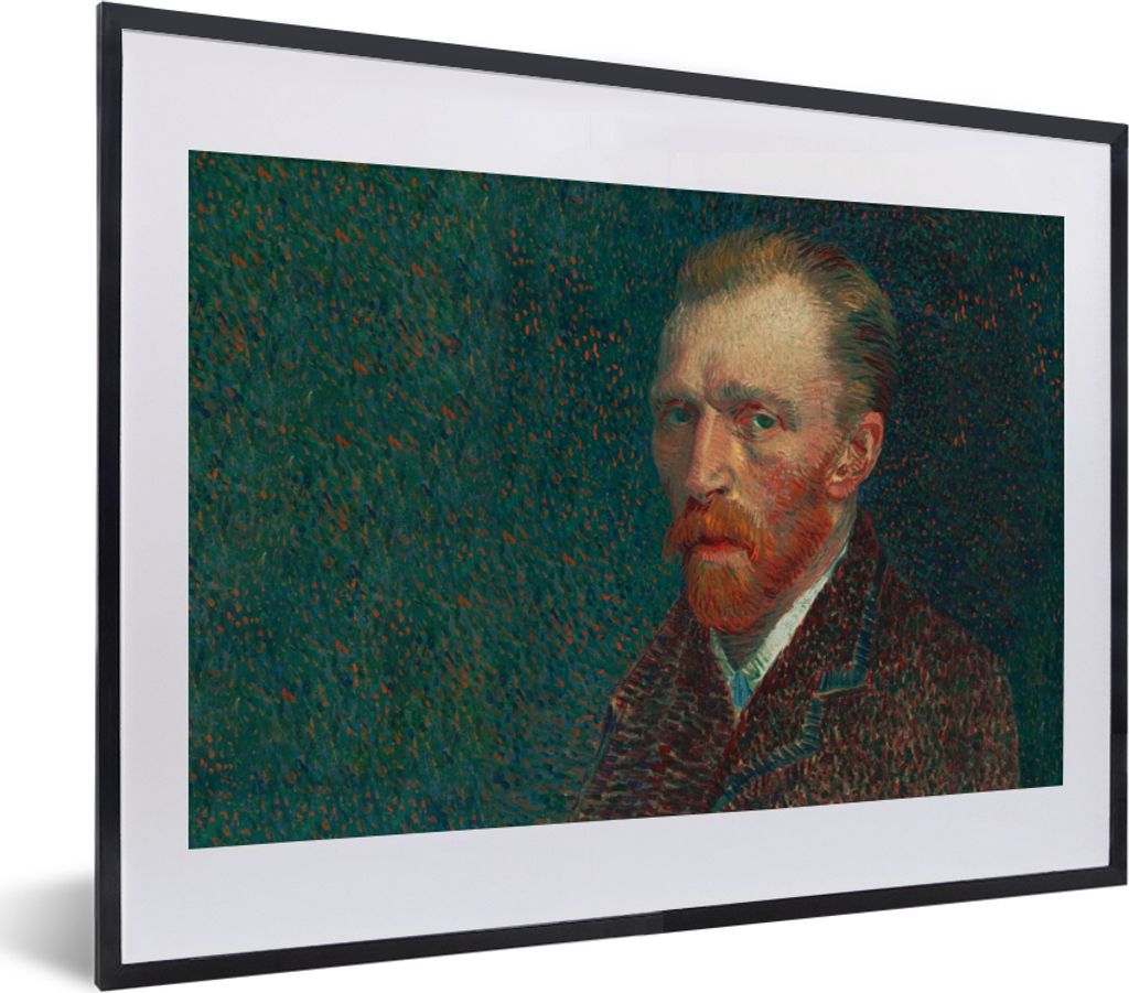 MuchoWow Gerahmtes Poster Kunst - Van Gogh - Alte Meister - Selbstporträt 40x30 cm - Poster mit Schwarzem Bilderrahmen Wandposter Rahmen Foto Bi...