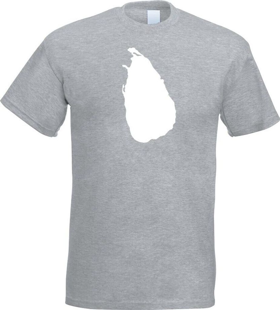 Kiwistar - T-Shirt - Graumeliert - Sri Lanka Umriss Kontur Herren Funshirt Bedruckt Design Sprüche Spruch Motive - mit Motiv Bedruckt - Funshirt D...