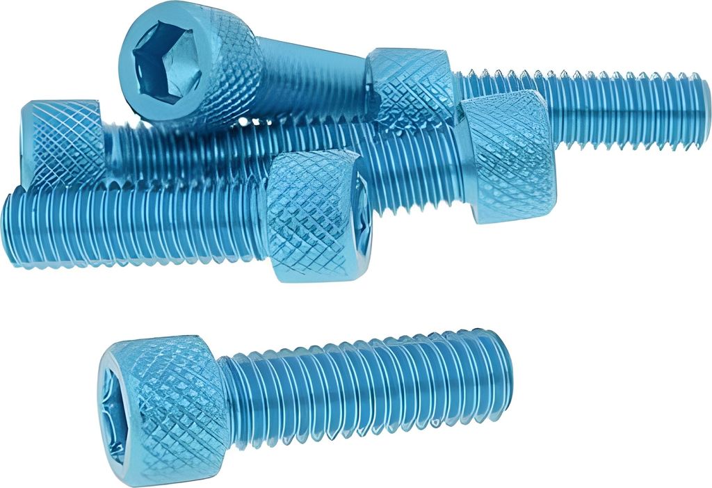 Schraubensatz 6 Stück Innensechskant Alu blau - M8x25